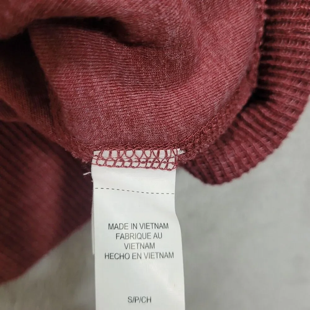 Lucky Brand Sweater Mens Large Red Waffle Knit Thermal Long Sleeve Crew Neck